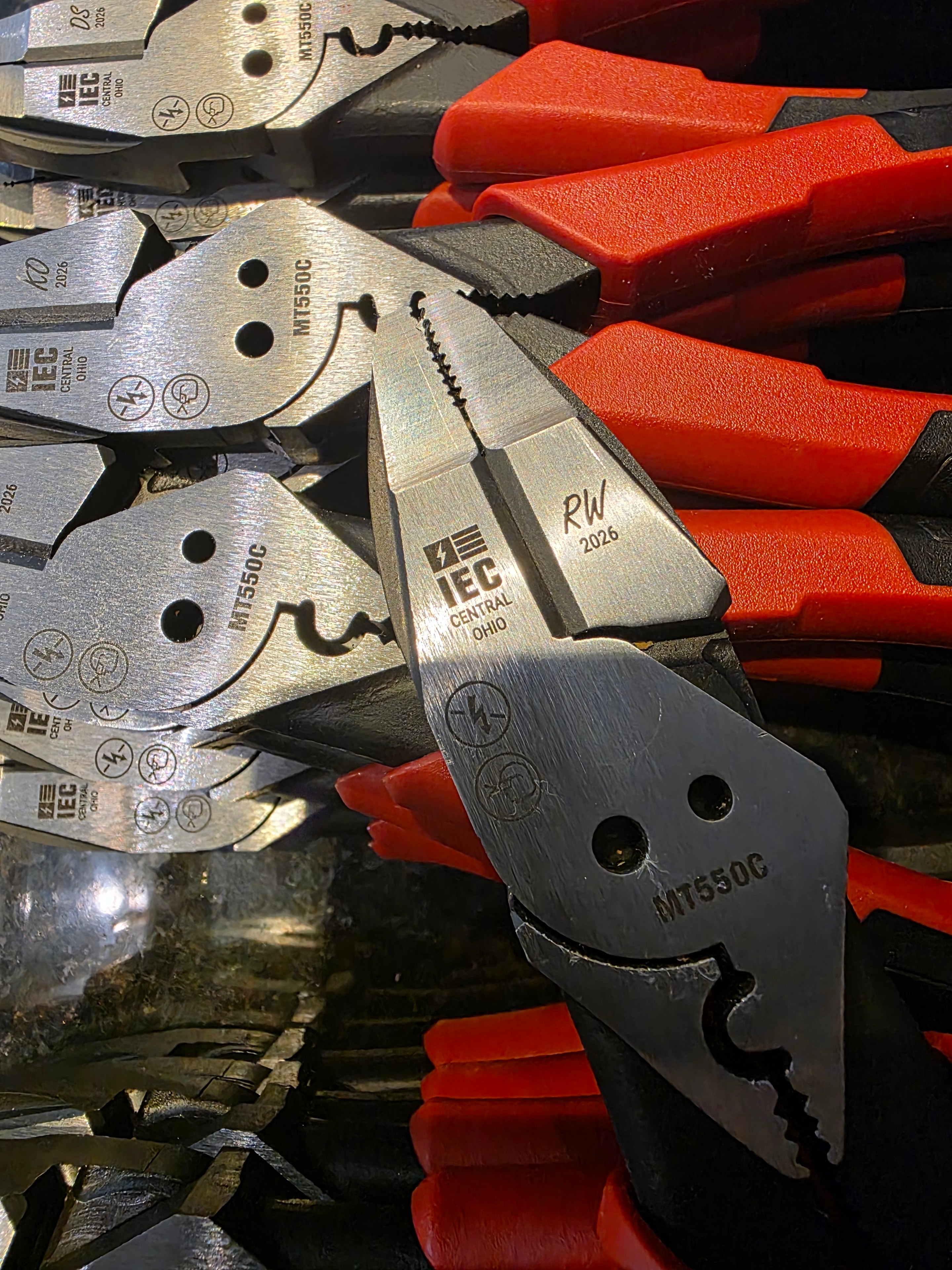 Batch of IEC Central Ohio engraved pliers with RW 2026 markings