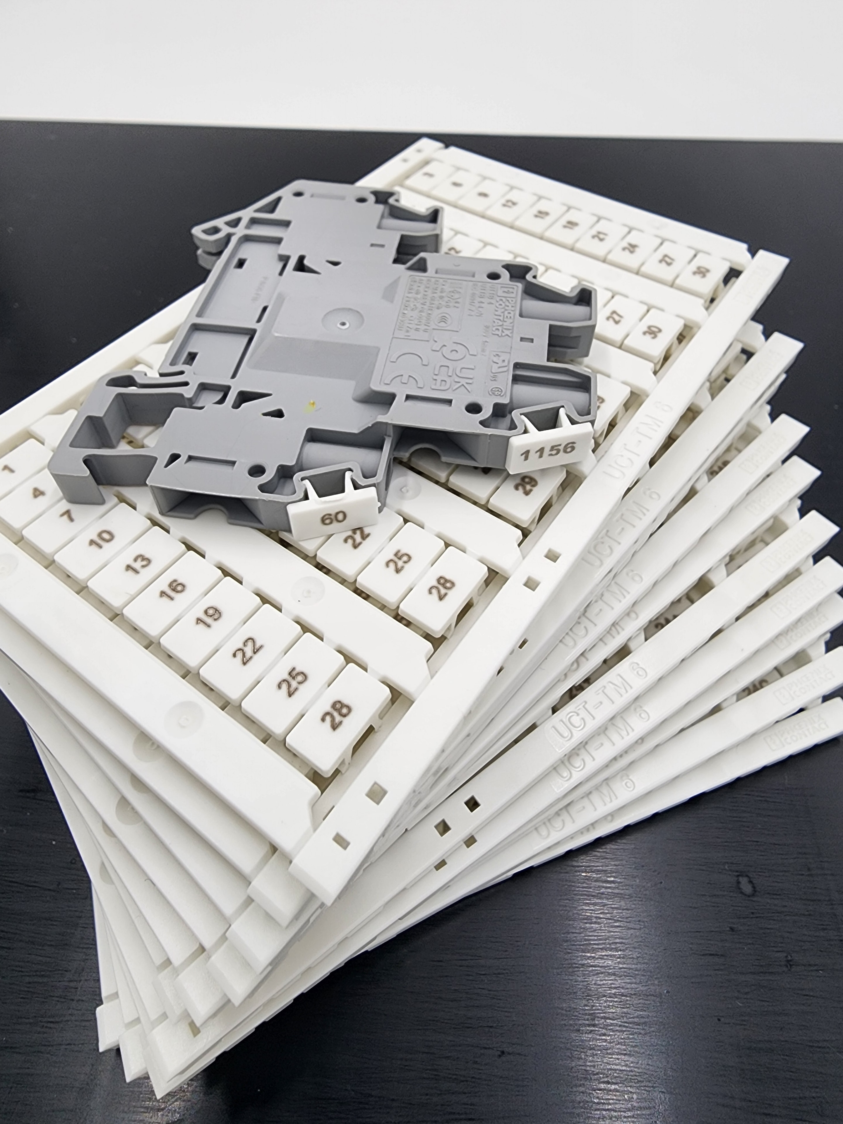 Phoenix Contact terminal block with engraved wire markers fanned out